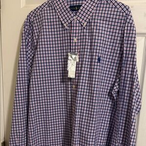 Ralph Lauren Pink and Blue Checked Button-Down Shirt